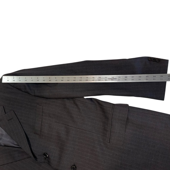 CANALI Mens Blazer Super 120s Made in Italy Black/Blue Pinstripe Sport Coat 46R - Picture 10 of 16